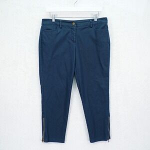 New York & Company Stretch Blue Ankle Zip Pants -8  32 / 23- Low Rise Cotton Pol